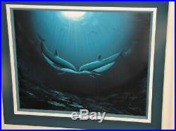 ROBERT WYLAND Original Oil Painting on Canvas 30x36 Signed 1997 Dolphins