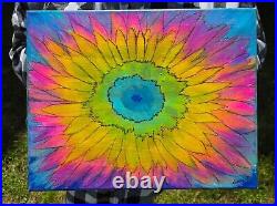 Rainbow Sunflower acrylic paintings on 11in x 14in canvas handpainted original