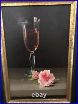 Randolph Brooks 1978 Oil On Board Still Life Photorealism Painting Frame Signed