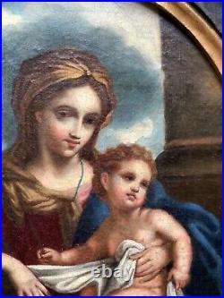 Rare 17th century Antique Oil painting Portrait Madonna and Child Nicolas LOIR