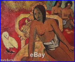 Rare Modernist Original oil, painting, on canvas signed Paul Gauguin w COA