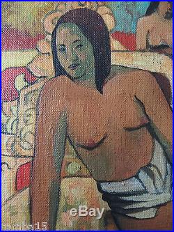 Rare Modernist Original oil, painting, on canvas signed Paul Gauguin w COA