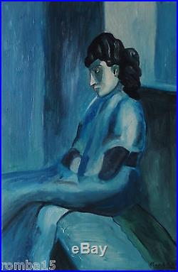 Rare Original oil, painting, on canvas, Blue period, signed Pablo Picasso w COA