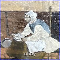 Rare Signed'Di Carlo' Oil On Board Original Painting Dutch Woman Cottage Scene