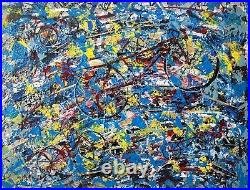 Red Bicycles Abstract Painting Original Art Acrylic on Canvas signed by artist