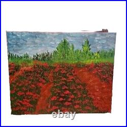 Red Flowers, Acrylic Painting 16x20 Hand Painted Artwork on Canvas