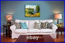 River Landscape Oil Painting Riverside Original Art On Canvas Thees By Water