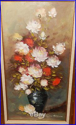 Robert Cox Huge Original Oil On Canvas Floral Vase Large Painting Framed