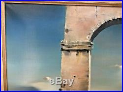 Robert Watson Signed Original Oil on Canvas Large 20 x 24 1973 Ruins Tower