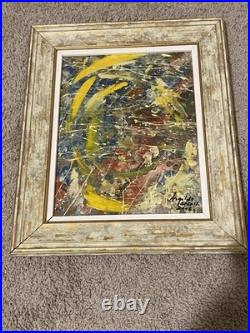 Romanian Abstract Expressionist Painting Signed 2006 Acrylic on Board Framed