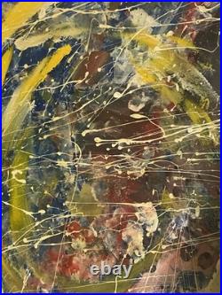 Romanian Abstract Expressionist Painting Signed 2006 Acrylic on Board Framed