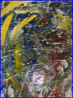 Romanian Abstract Expressionist Painting Signed 2006 Acrylic on Board Framed