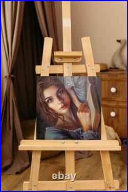 Romantic Woman Oil Painting Reading Book Hand Painted Classical Female Portrait