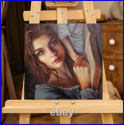 Romantic Woman Oil Painting Reading Book Hand Painted Classical Female Portrait