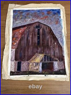 Ron Meloche Untitled Barn Rural Life Oil on Canvas 48x36 Original Art see Pic