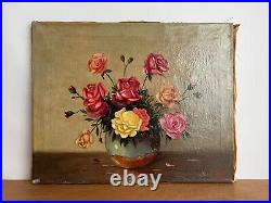 Rose oil painting, Dutch still life with flowers