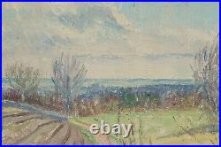 Rural Landscape Old Oil Painting On Canvas