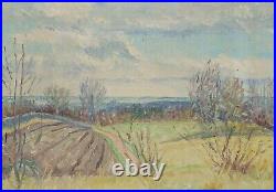 Rural Landscape Old Oil Painting On Canvas