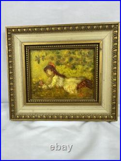 Ruth Vamos Oil Painting Girl Playing With Flowers 5x4 Inches