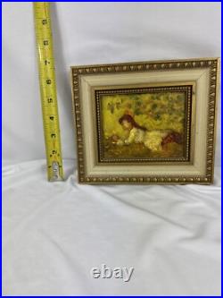 Ruth Vamos Oil Painting Girl Playing With Flowers 5x4 Inches