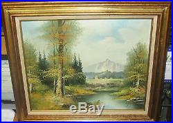 S. Hills Original River Creek Mountain Landscape Oil On Canvas Painting