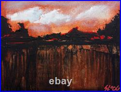 SLOOG Original Art Expressionism Dark Minimal Abstract Landscape on Canvas 11x14