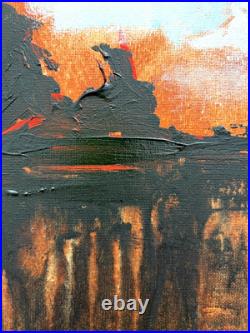 SLOOG Original Art Expressionism Dark Minimal Abstract Landscape on Canvas 11x14
