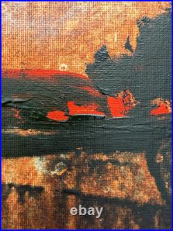 SLOOG Original Art Expressionism Dark Minimal Abstract Landscape on Canvas 11x14