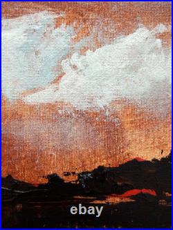 SLOOG Original Art Expressionism Dark Minimal Abstract Landscape on Canvas 11x14