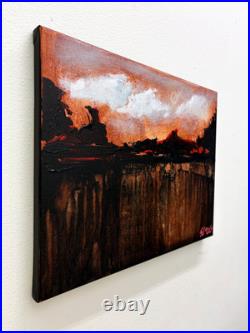 SLOOG Original Art Expressionism Dark Minimal Abstract Landscape on Canvas 11x14