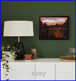 SLOOG Original Art Expressionism Dark Minimal Abstract Landscape on Canvas 11x14