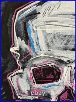 SLOOG Original Art Modern Neo-Expressionism Painting on Canvas Neon 8x10 Skull