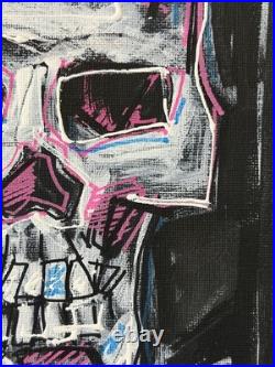 SLOOG Original Art Modern Neo-Expressionism Painting on Canvas Neon 8x10 Skull