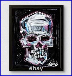 SLOOG Original Art Modern Neo-Expressionism Painting on Canvas Neon 8x10 Skull