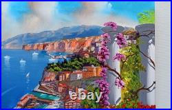 SORRENTO PAINTING GULF SEASIDE ORIGINAL by VALLI PAINTER ITALY CANVAS WALL DECOR