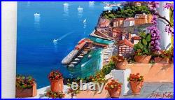 SORRENTO PAINTING GULF SEASIDE ORIGINAL by VALLI PAINTER ITALY CANVAS WALL DECOR
