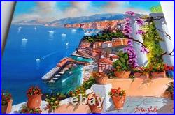 SORRENTO PAINTING GULF SEASIDE ORIGINAL by VALLI PAINTER ITALY CANVAS WALL DECOR
