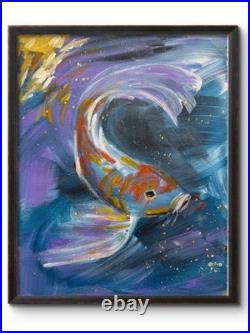 SPARKLING KOI FISH 14x11 ORIGINAL CONTEMPORARY EXPRESSIONISM ART