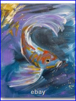 SPARKLING KOI FISH 14x11 ORIGINAL CONTEMPORARY EXPRESSIONISM ART