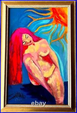 STUNNING SEXY lady BACH MUSIC Painting UPCYCLED SWARTZMILLER DNA SIGNED FRAMED