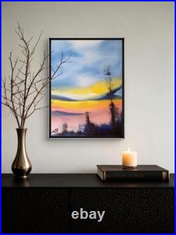 SUNSET SKY LANDSCAPE 12x16 ABSTRACT EXPRESSIONIST ORIGINAL PAINTING CANVAS