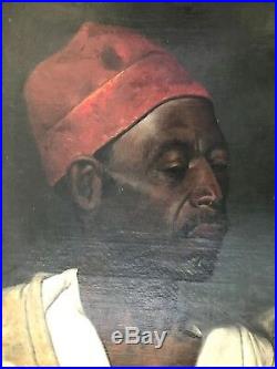 SUPERB Spanish Portrait of a Black Moor OIL ON CANVAS Signed Gomez Sevilla 1893