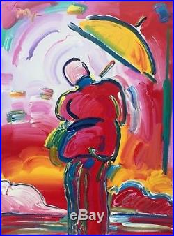 Sage with Umbrella, Original Acrylic Painting on Canvas, Peter Max