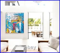 Sale Abstract Caribbean Colors 36H X 24W Framed Canvas Giclee $595 Now $295