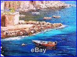 Sam Park Original Oil on Canvas Atrani Waterfront 30x40 Italy Amalfi coast art