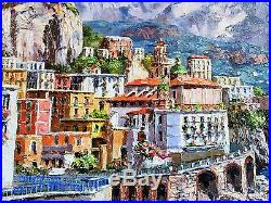 Sam Park Original Oil on Canvas Atrani Waterfront 30x40 Italy Amalfi coast art