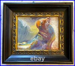 Sea Lion, Oil Painting, Framed, Seal, 14x12x2