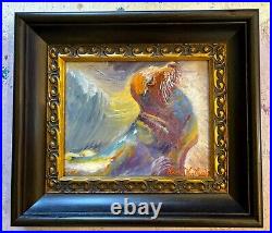 Sea Lion, Oil Painting, Framed, Seal, 14x12x2