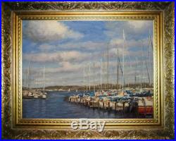 Sean Wu. Original 18x24 oil painting on stretched canvas sailboat port