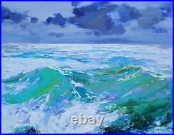 Seascape painting Original art Impressionism Oil on canvas by S. Chernyakovsky